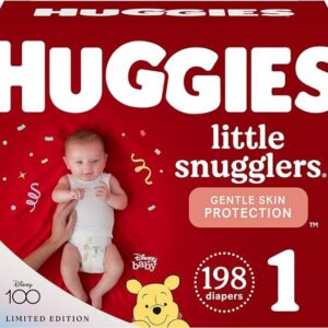 Huggies Size 1 Diapers, Little Snugglers Newborn Diapers, Size 1 (8-14 lbs), 198 Count